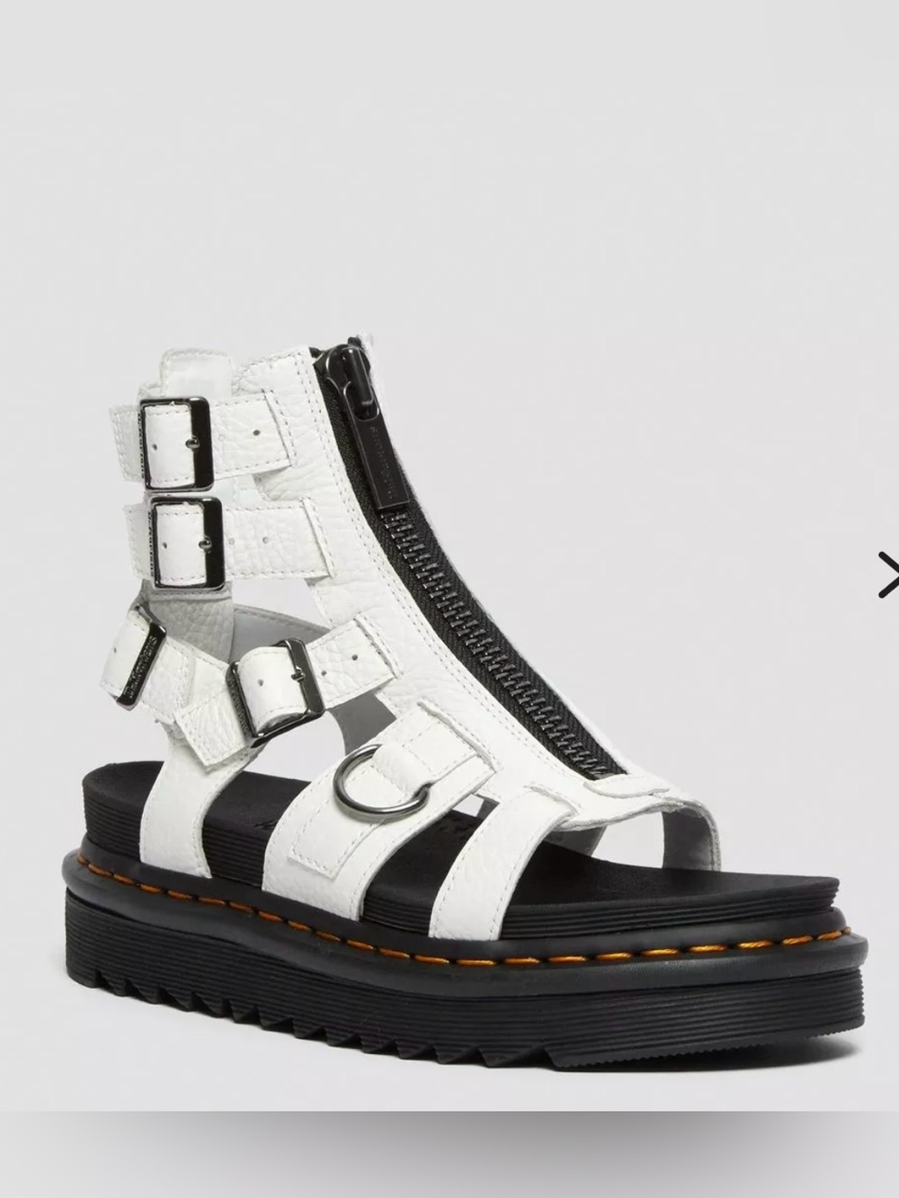 Dr. Martens Olson Zipped Leather Strap Sandals White gladiator-style Women’s 5